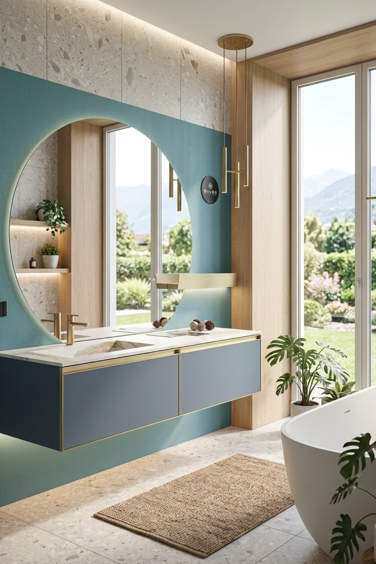 Ambiente bagno luminoso con arredo contemporaneo